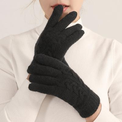 Yousheng Women Winter Knitted Gloves Thick Fleece Lined Warm Gloves Solid Color Touch Screen Gloves for Driving Golfing Fishing Hiking
