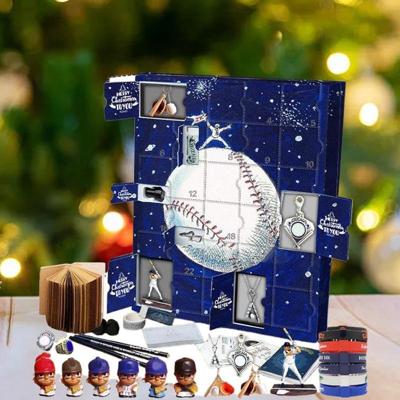 

3D Baseball Advent Calendar 2025,24 Days Baseballs Christmas Holiday Countdown Set for Baseball player Adult Men Teen Boys синий