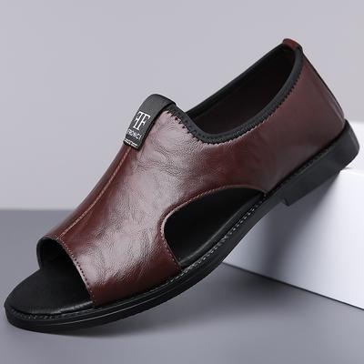 Man's Sandals High Quality Leather Casual Sandal Fashion Outdoor Flat Sandal Summer Peep Toe Beach Shoes for Men Brand Sandalias