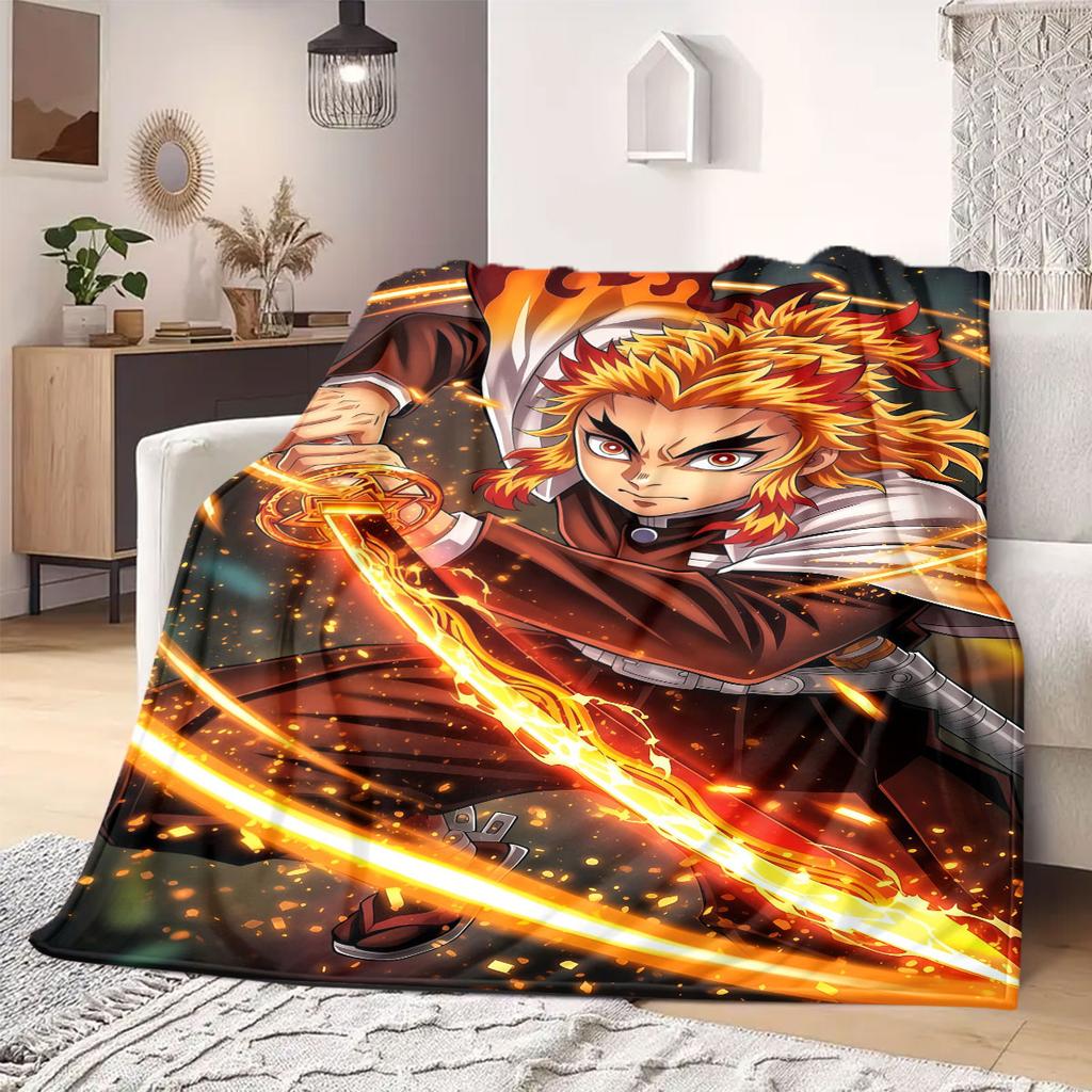 Rengoku Flame Hashira Flannel Blanket Warm,Comfortable,Suitable for Bedrooms,Sofas,Beds,Chairs,Picnics,Travel