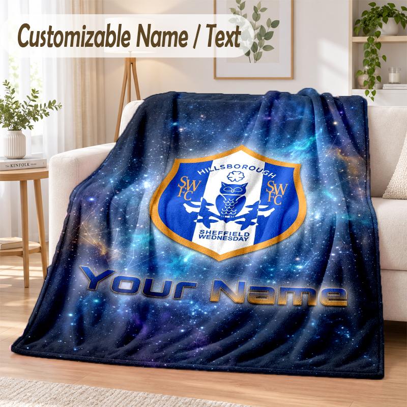 Custom Text Flannel Blanket Sheffield Wednesday FC Print Warm Cozy Blanket Home Sofa Bedding