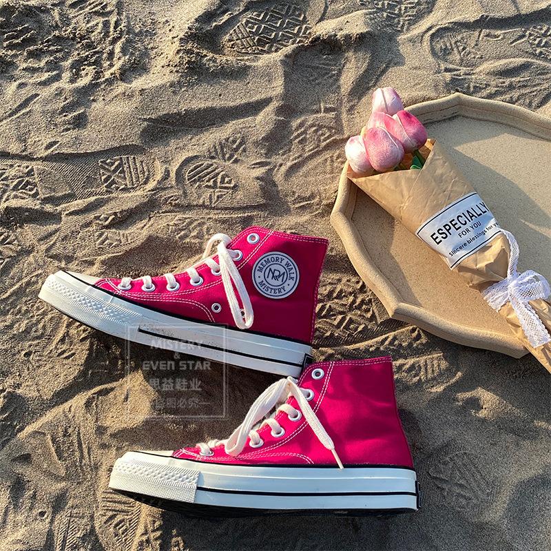 Round Label Canvas Shoes Student Men and Women Couple Shoes 211