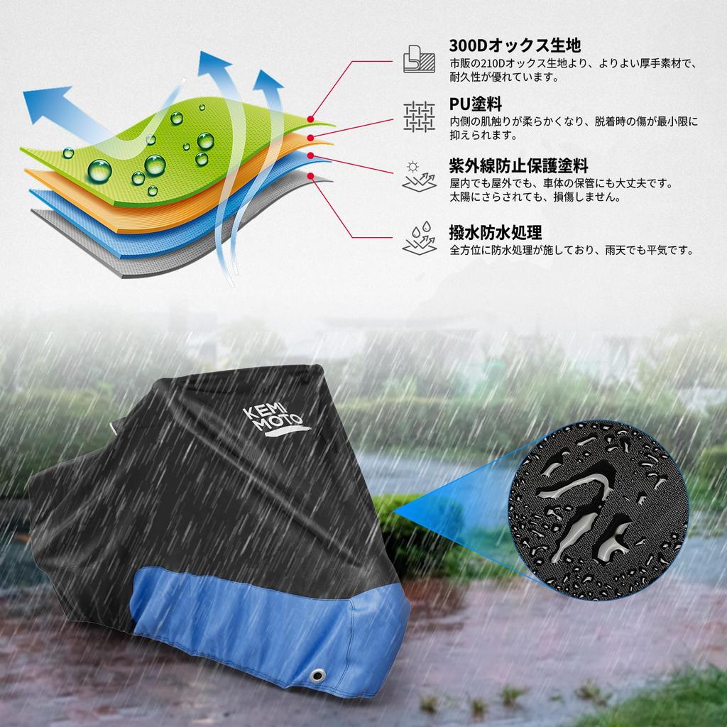 KEMIMOTO Motorcycle Cover for Honda Rebel 300D UV Reflective Storage Bag Blue 250/500/1100, Waterproof, Thick, Protection, Windproof, Dustproof,