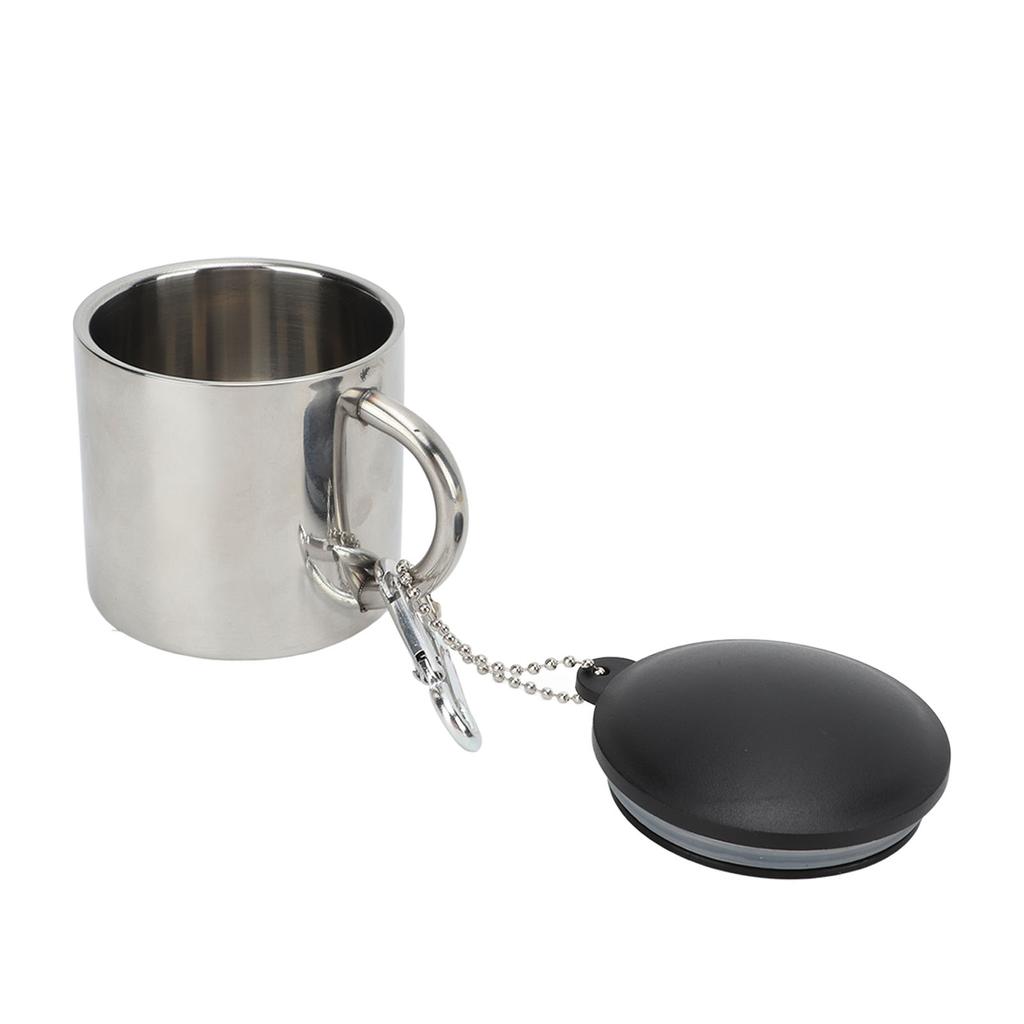 Camping Coffee Mug 110ml Heat Preservation Stainless Steel Teacup with Connection Buckle for