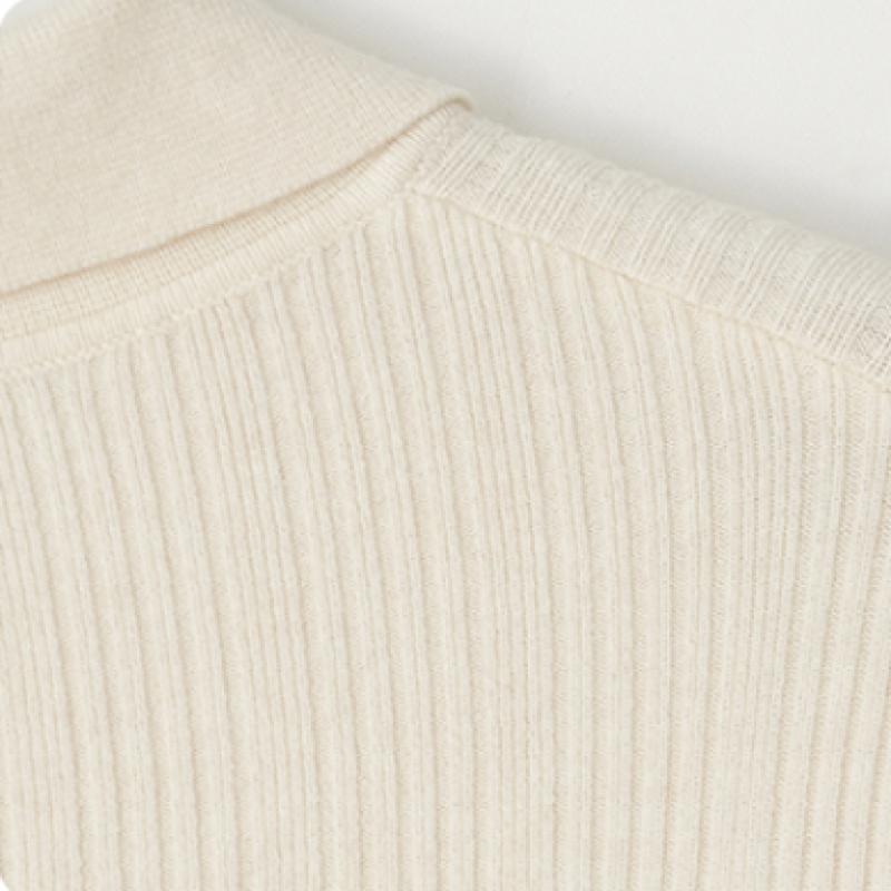 Senbi Knit Dress With Uneven Rib Collar