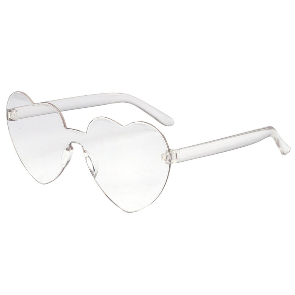 Love Heart Shape Sunglasses Women Rimless Frame Tint Clear Lens Colorful Sun Glasses Female Red Pink Yellow Shades Travel