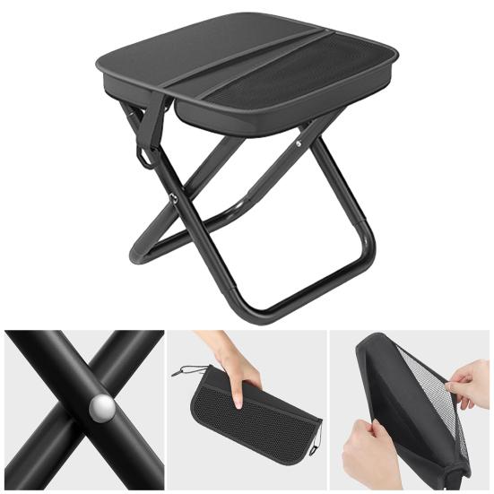 Mini Folding Stool with Carry Bag Portable Lightweight Heavy Duty Waterproof Outdoor Camping Backpacking Beach Picnic Fishing Collapsible Chair Seat