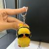 Funny Plush Toy Yellow Duck Keychain With Helmet Key Ring For Women Gift Unique Creative Colorful Animal Women Bag Car Keychain