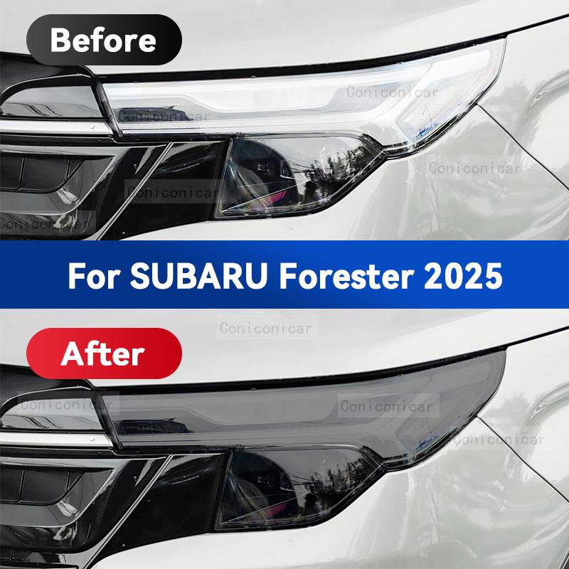 For SUBARU FORESTER 2025 Car Headlight Smoked Black TPU Protective Film Front Light Tint Change Color Cover Sticker