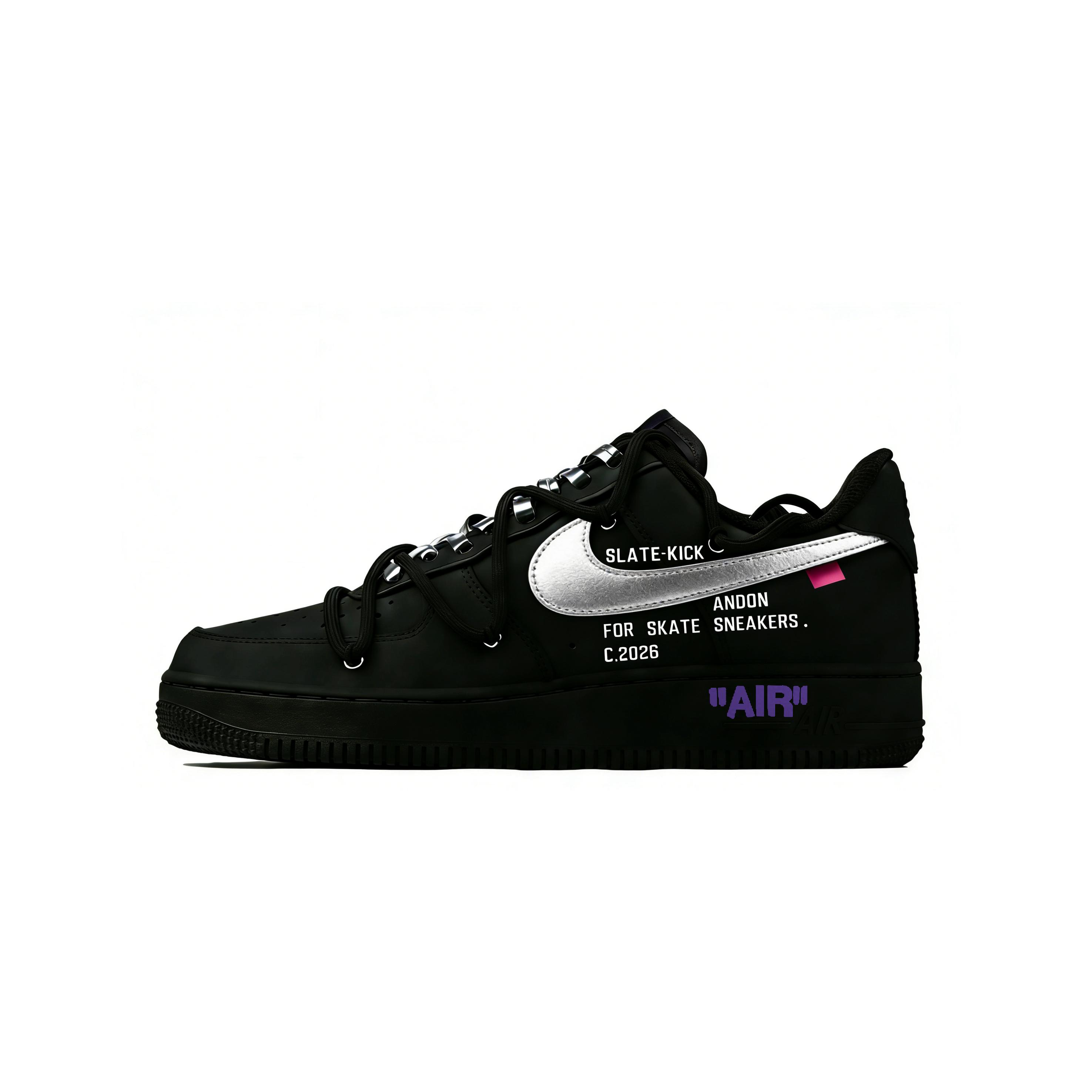 

Nike Air Force 1 The 50 Abrasion Resistant Low top Skateboard Shoes Unisex Black Silver CW2288-001(Team1274-The 50) 38