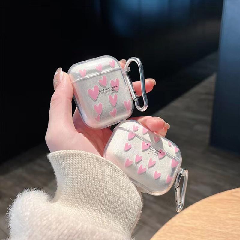 Fashion Transparent Glitter Heart Silicone Earphones Case For Apple Airpods Pro 2 1 For Airpods 3 2 1 Wireless Headset Box Cover