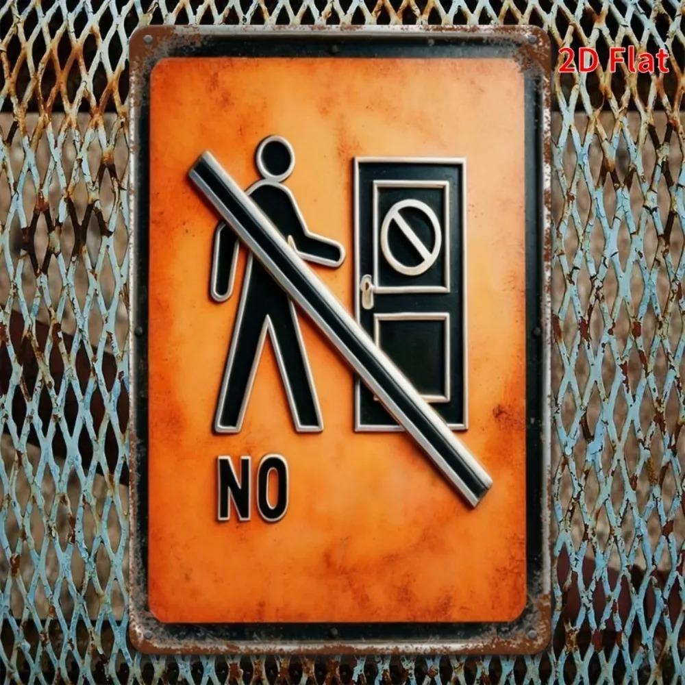 Vintage Metal Sign No Entry Retro Bar Wall Art Cafe Decor Rustic Cottage Garden Outdoor Plaque 20x30 cm