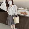 French bow shirt women's design sense niche new autumn and winter chic high-end sense inner long-sleeved top
