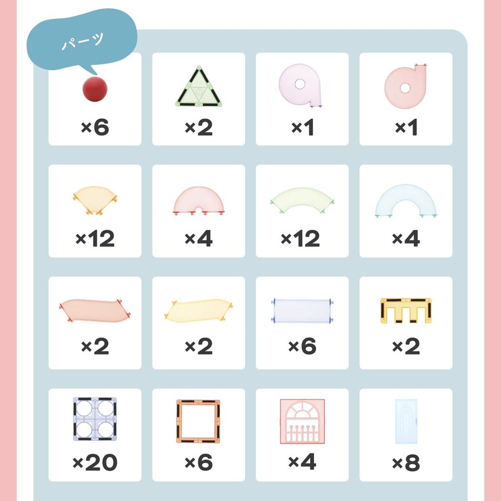 Magnetic Block Pitapare 108 Pieces Educational Toy Children Magnetic Tile Birthday Present Magnet Slope Set Ball Rolling Toy 3D Puzzle Brain Training