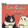 1/2Pcs 2025 Wall Calendar Cats Chillin' with Coffee Wall Calendar 12 Monthly Coffee Cats Calendar Family Office Organizer for Cat Lover Gift