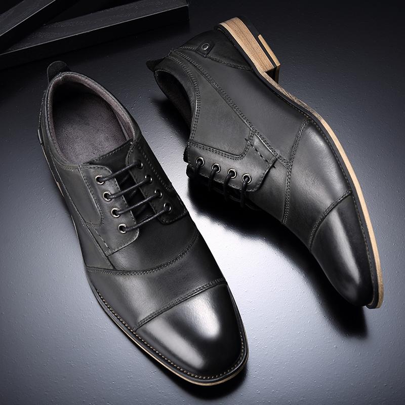 Fashion 2025 Spring New Men's Business Dress Shoes Genuine Leather England Fashion Casual Oxfords Shoes Classic Three Colors Size 7.5-13