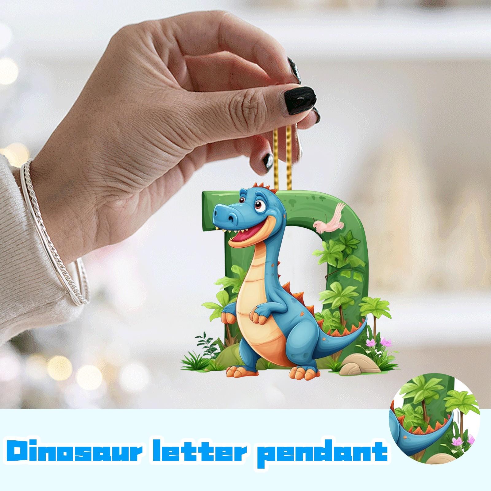 

Рождественские украшения на елку Рождественский акриловый кулон в виде динозавра с 26 буквами One Size