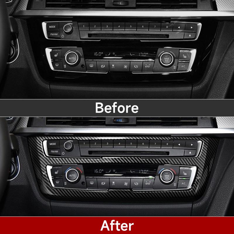 For BMW F30 F31 F34 3GT F32 F33 F36 Center Console CD/Volume Knob Adjust Panel Cover Trim Accessories, Carbon Fiber ABS Sticker