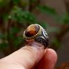 Einzigartiger brauner Stein-Vintage-Ring, Tigerauge, ovaler Ring für Herren, Biker-Modeschmuck