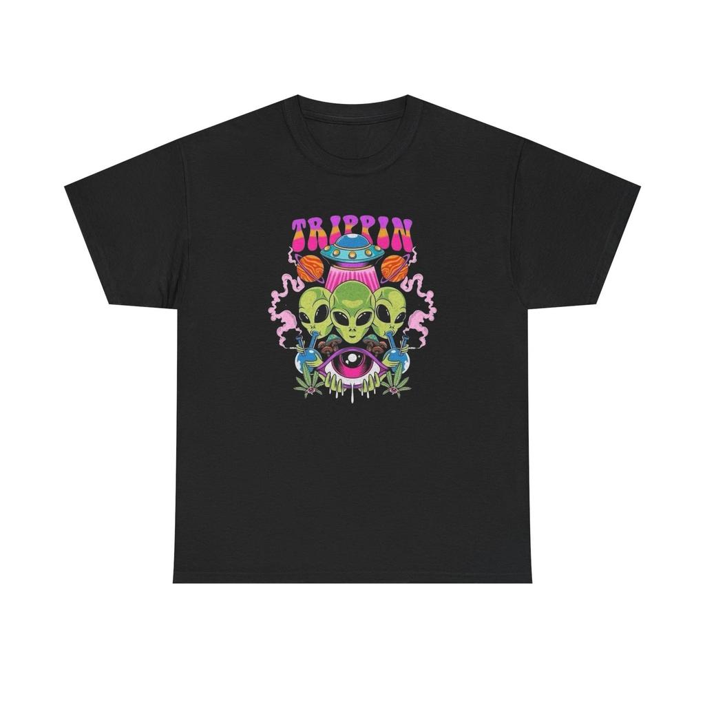 Pilze Trippin Lustige Aliens Grafik T-Shirt S-5XL NEU Unisex Schwer Baumwolle T-Shirt