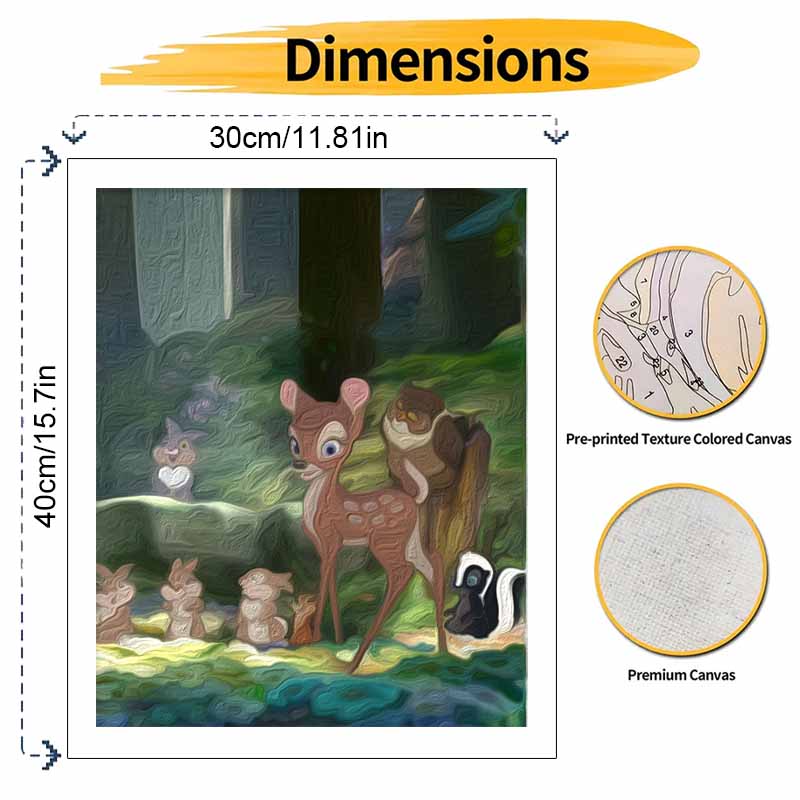 Disney Bambi Forest Friends Oil Painting Kit Digital Painting Art Handmade Diy Home Room Decorations