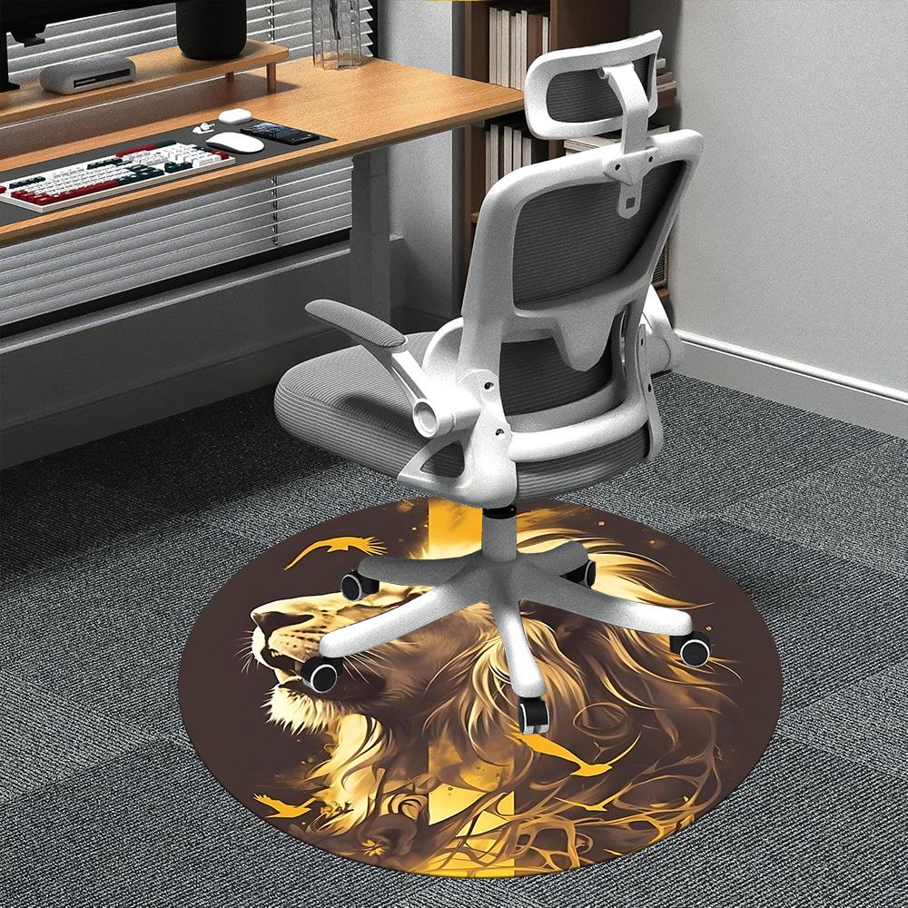 1pc Lion Majesty Office Round Area Rug, Indoor Mat Suitable ForOffice, Under Office Chairs Bedroom Living Room Home Decor, Room Deco,  n37