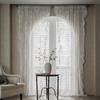 Breathable Lace Window Curtains - Vintage Ruffled Sheers for Bay Window/Balcony, Cottage Style Room Divider with Wave Trim (Ready-to-Hang) 1pc