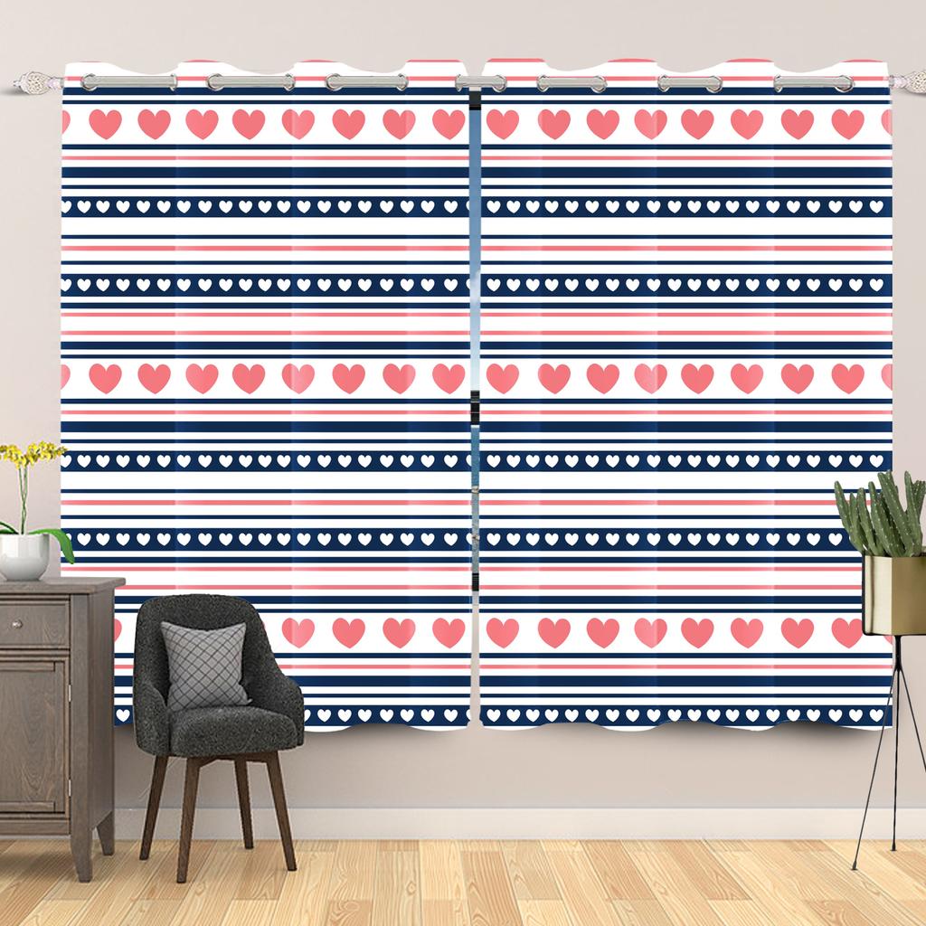 Valentijnsdag Hartjespatroon Gordijnen Romantische Liefde Print Gordijn Slaapkamer Woonkamer Huisraam Gordijnen Met Verduistering Polyester Perfect Voor