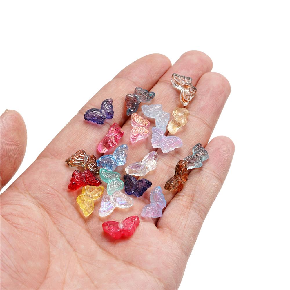 30Pcs/Lot 8*15mm Transparent Glass Small Butterfly Loose Charm Pendants for Necklace DIY Craft Jewelry Making Accessories
