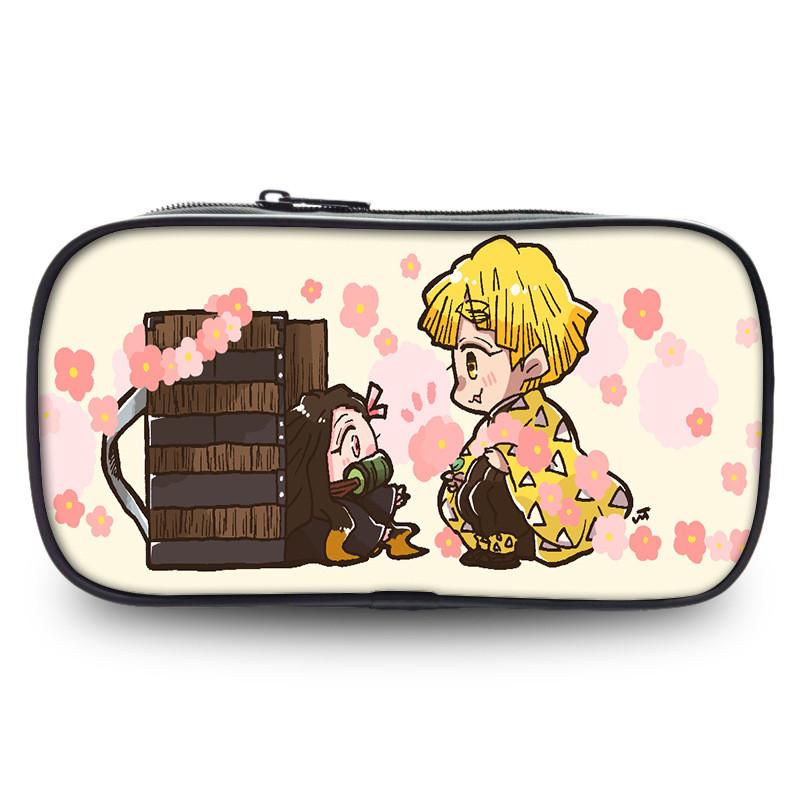 Cute Demon Slayer Pen Pouch Large Capacity Oxford Fabric Versatile Pencil Bag