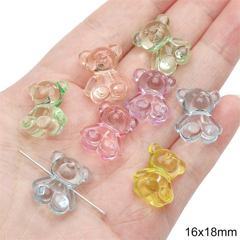 Acrylic Transparent Animal Rabbit Bear Heart Beads for DIY Jewelry 20 Pcs