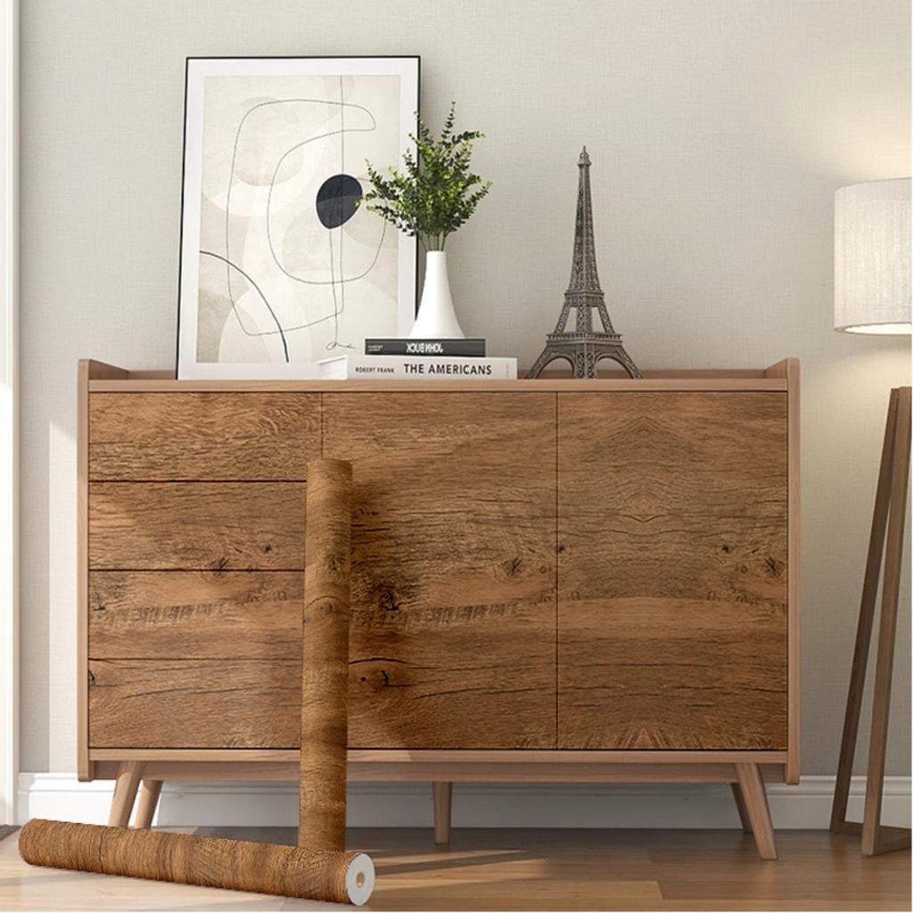 50cm Široká Dřevodekor Domácí Dekor Nábytek Vodotěsná Vinylová Samolepka na Zeď Samolepicí PVC Tapeta Samolepka na Dveře Kuchyňské Skříňky