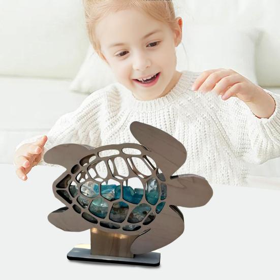 Sea Glass Display Box Sea Turtle Shaped Storage Box Coastal Seashell Keepsake Case for Shark Teeth Seashell Crystal Collection