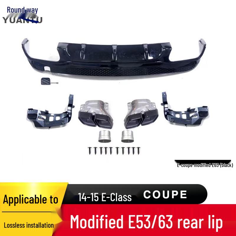 Rear Lip Diffuser with Quad Tailpipes for 14-15 Mercedes-Benz E-Class Coupe AMG E53/E63