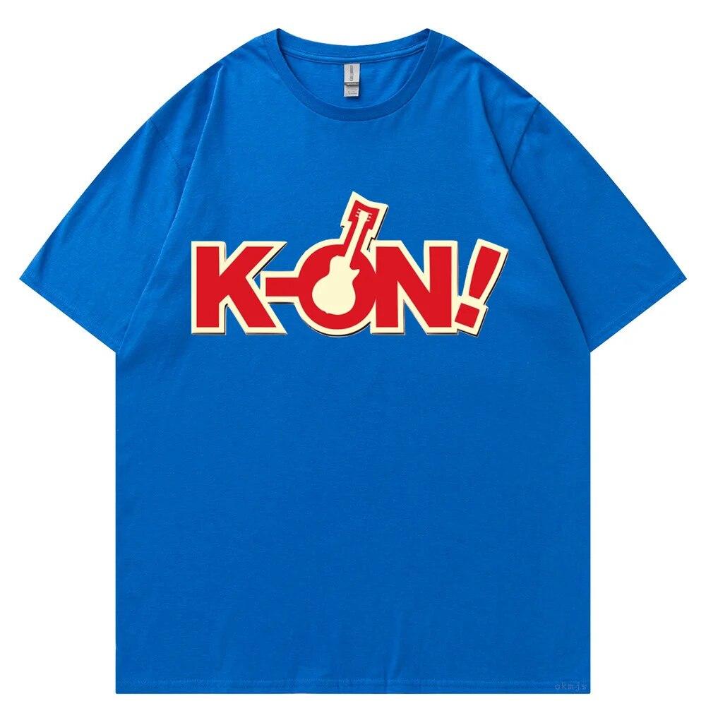 T-Shirt Unisex k-on Grafik weißes T-Shirt Vintage Grunge Japan T-Shirt Grafikästhetik Übergroßes Baumwoll-Kurzarm-T-Shirt T-Shirt