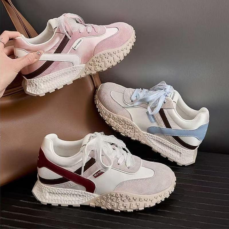 Women's spring new thick-soled versatile color matching shows height dad shoes ballet sneakers women