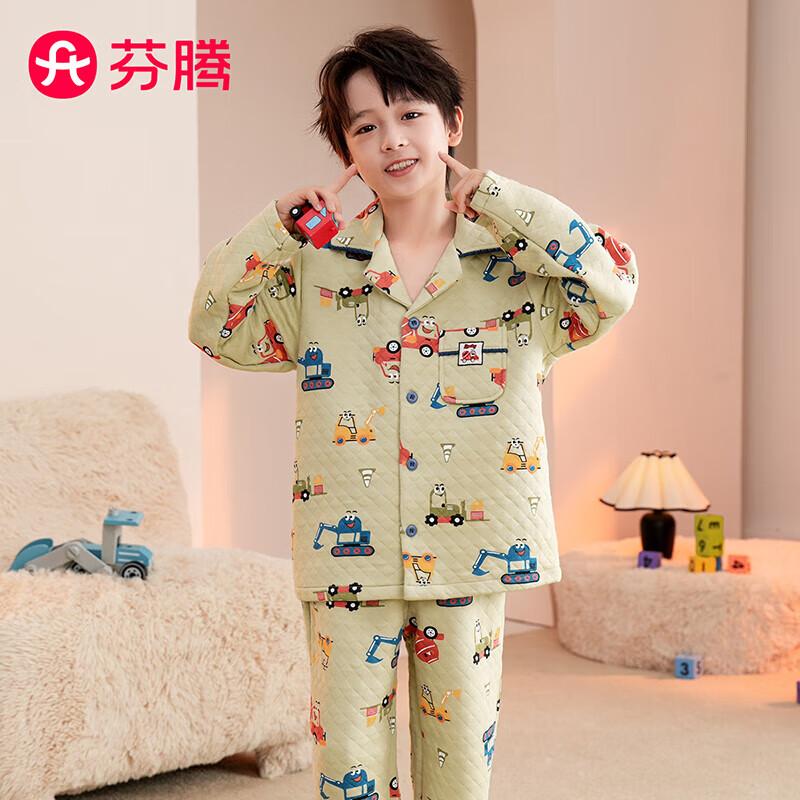 Fenteng Kids  Cartoon Quilted Pajama Set L