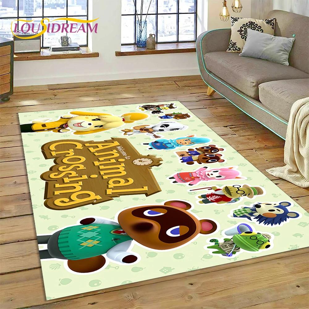 Niedlicher Animal Crossing New Horizons Cartoon Teppich für Schlafzimmer Wohnzimmer Zuhause Sofa Dekoration, Kinderspiel Große Dekor Bodenmatte
