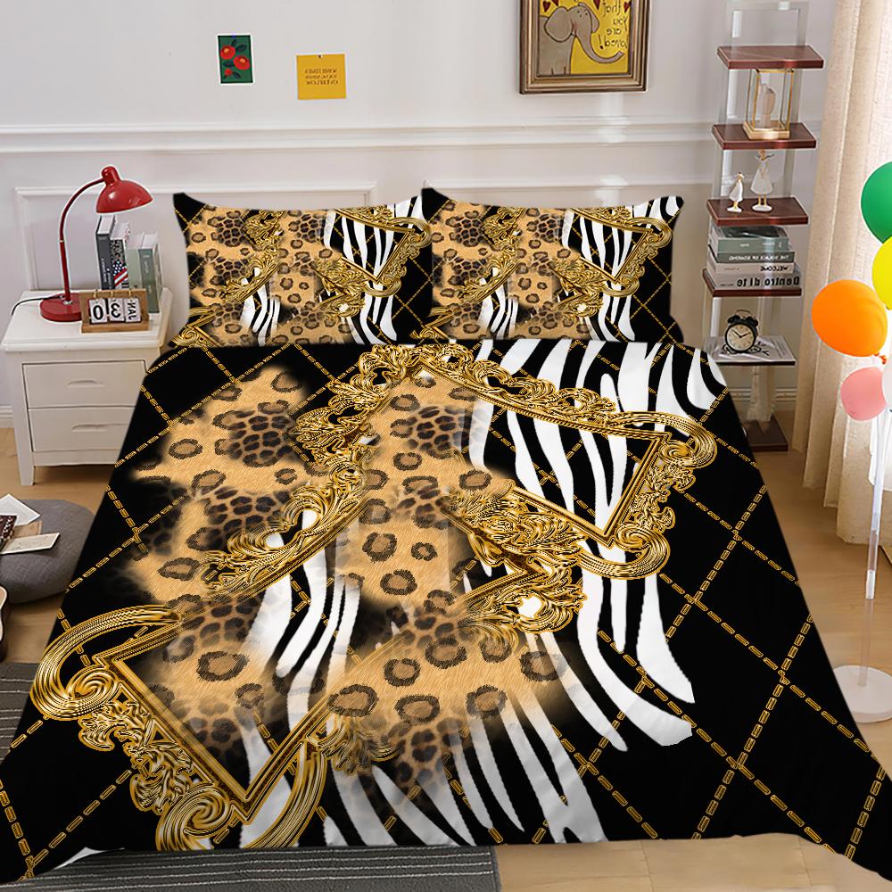 Gold Duvet Cover Gold Pattern 3D Luxury Printed Quilt Cover King Size Bed Suitable for Teens Adults Polyester Bedding Set