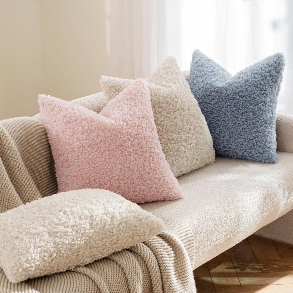 Lammfleece Kissenbezug Plüsch Teddy Lockig Verdickt Kissenhülle Weich Modern Minimalistisch Nordisch Sofakissenbezug Gemütliche Heimdekoration