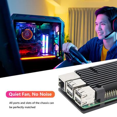 2025 Dual Cooling Fan Case Black Shell Aluminum Enclosure Silver Box Metal Enclosure for Raspberry Pi 3 Model B B+