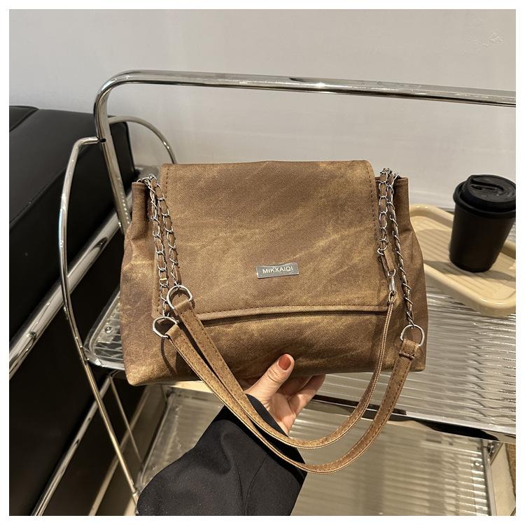 

Ретро мода пригородная универсальная сумка через плечо женская новая простая вместительная сумка через плечо сумка-мессенджер темно-коричневого