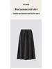 Spring 26 High-End Gray Wool Midi Skirt: High-Waisted, Draped, Elastic Knit Base