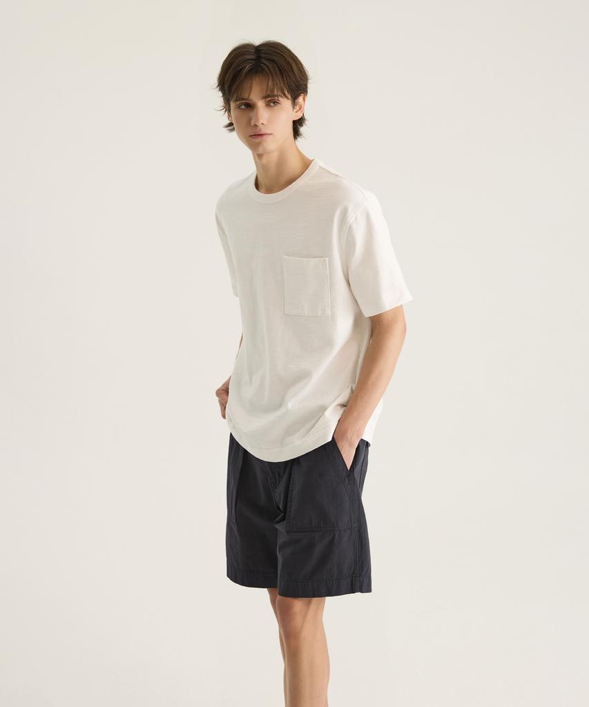 Oteumilkape Heavy Slub Cotton One-Pocket T-Shirt - Off White