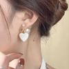 Elegant White Shell Heart Pearl Earrings For Women Sweet Gold Tone Dangle Earrings