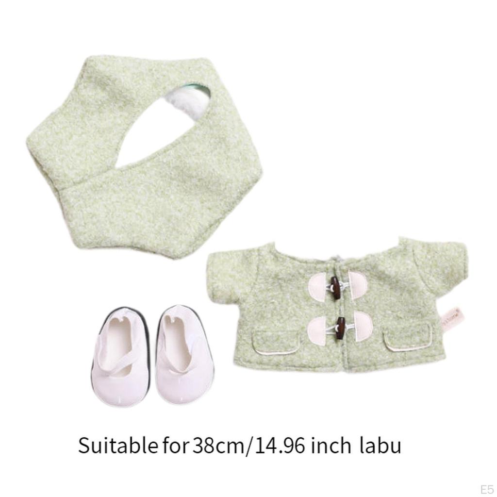 Stuffed Doll Coat Headwear and Shoes DIY Photo Props Costumes for 38cm Dolls Pink