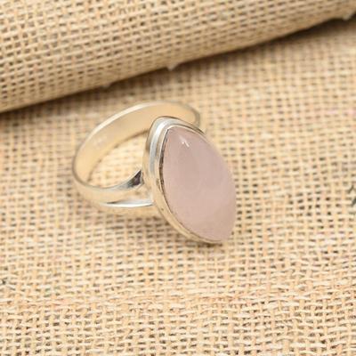 Rose Quartz Gemstone Handmade 925 Sterling Silver Ring Jewelry For Thanksgiving