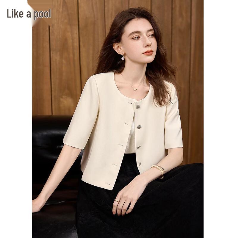 Women s Elegant Round Neck Short Blazer XL