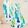 Women Plus Size Printed Two Piece Set 3 4 Sleeve Draped Cardigan Sleeveless Tie Waist Flared Dress