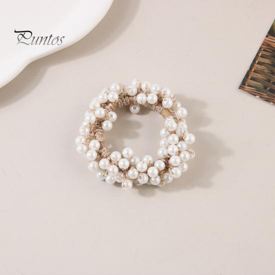 Buntes Haarseil mit Kunstperlen, hochelastisches Gummiband, Haargummi, hoher Pferdeschwanzhalter, Haar-Accessoire für Frauen